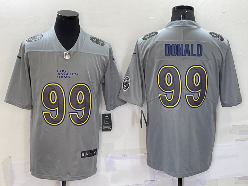Men's Los Angeles Rams #99 Aaron Donald Grey With Patch Atmosphere Fashion Stitched Jersey